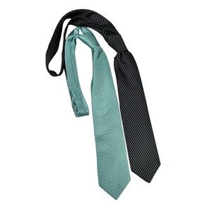 Men's HUGO BOSS Made in Italy Lot Of 2 100% Silk Striped Abstract Necktie Tie